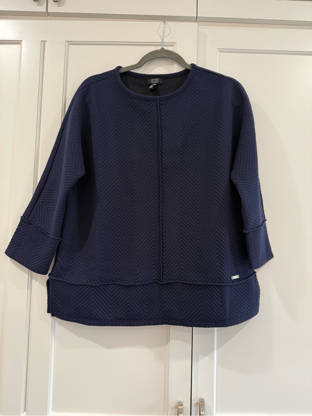 Eileen Fisher Navy Quilted Boxy Pullover
